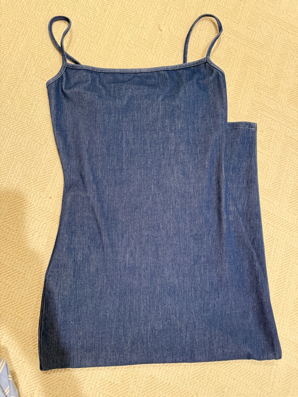 Naked Wardrobe Stretch Cotton Body-Con Maxi Dress in Denim